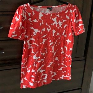 Ann Taylor orange and red floral T-shirt